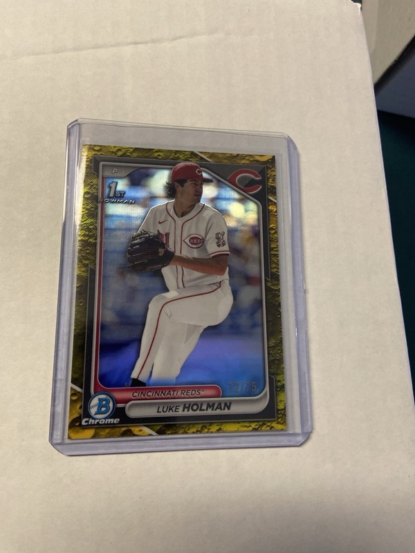 2024 Bowman Draft Chrome Yellow Lunar Crater Refractor /75 Luke Holman #BDC-100
