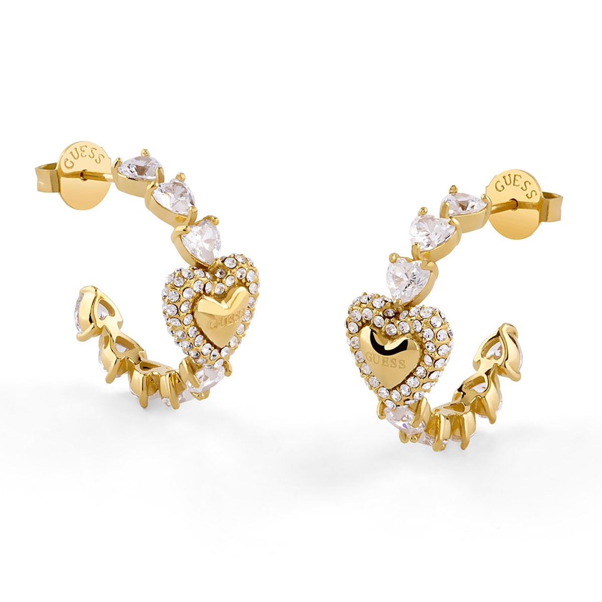 GUESS Schmuck Damen-Ohrringe Creolen Pav Herz Crystals Goldfarben JUBE06004JWYG 15990₽