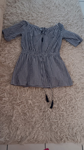 Women’s Blue Island Romper Navy Blue & White Plaid Sz XL - Picture 1 of 5