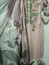 Women  s Pink Embroidered Cotton Pakistani Salwar Kameez Suit Dupatta One Size
