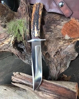 Custom Handmade Carbon Steel Bowie Knife Hunting Survival Knife Stag Horn Handle