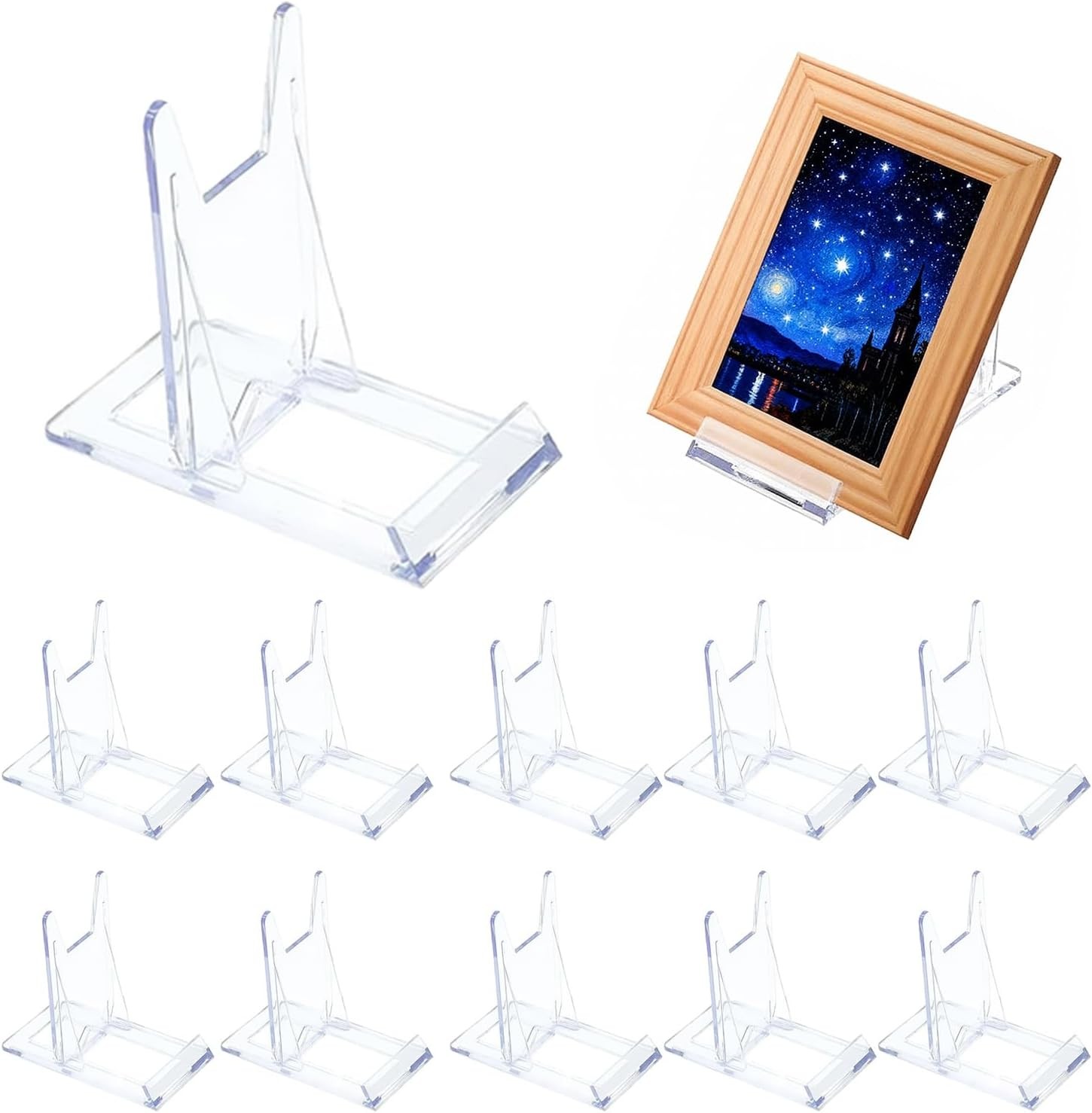 12 Pcs Plate Stands, Clear Display Stand, Adjustable Acrylic Plastic Easel, Dis