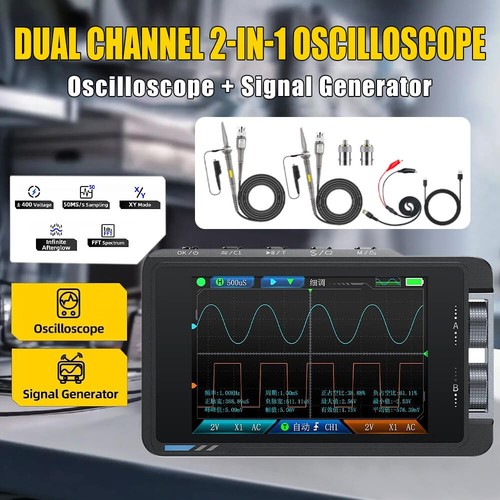 2-in-1 DS215H Handheld  2-channels Digital Oscilloscope Signal Generator - Foto 12 di 14