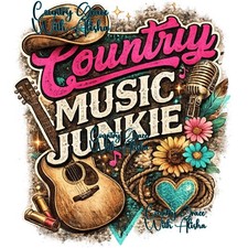 Country Music Junkie Sublimación Transferencia Listo para Prensar Transferencia de Calor Paquete de 6