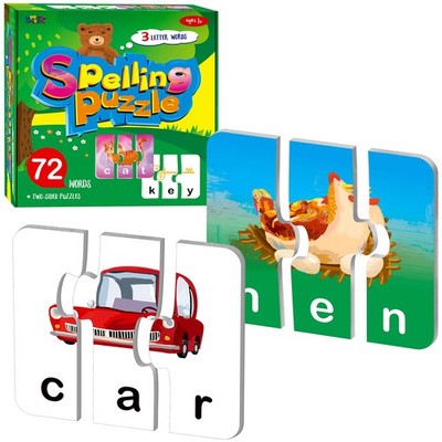 72 Word Spelling Puzzles with Error-Correction 3.54 inches x 3.5 