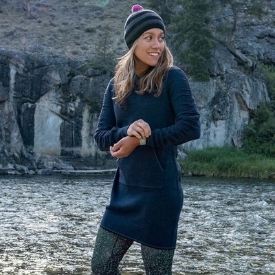 Title Nine merino wool reflect hooded hoodie sweater dress long pullover