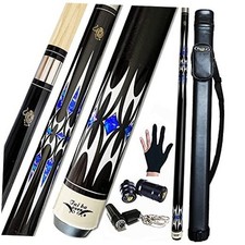 2-Piece Pool cue Stick  Hard Case, 19 ounce Blue S8  Case  3 Accessories