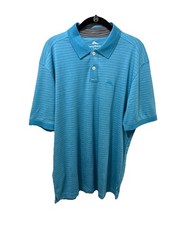 Tommy Bahama Polo Shirt Men's Large Striped Short Sleeve Shirt Mosaic Blue NWT