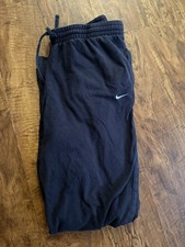 Vintage Y2K Nike Sweatpants Baggy Wide Leg Ankle Zip Black Sz L