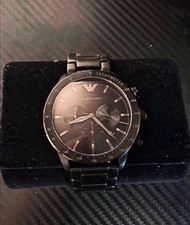 Emporio Armani Herren Quarz Chronograph Tachymeter Uhr Edelstahl schwarz
