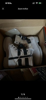 Timberland Men's Waterproof Nubuck Combat Boot Light Taupe Buckle Lace Up Ankle