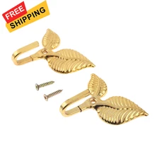 Hicello 2Pcs Curtain Holdbacks Tieback Hooks Multifunctional Wall Hook Gold 