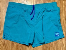 Vintage 90s Mervyns Surf Cheetah Swim Trunks Liner Shorts Retro Teal Large