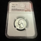 1961 PROOF WASHINGTON QUARTER NGC PF67 90% SILVER COIN 25c