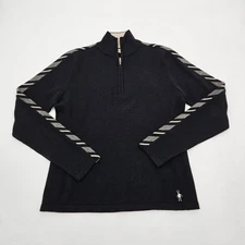 Smartwool Women's 1/4 Zip Merino Wool Sweater Size Large Black Pullover base