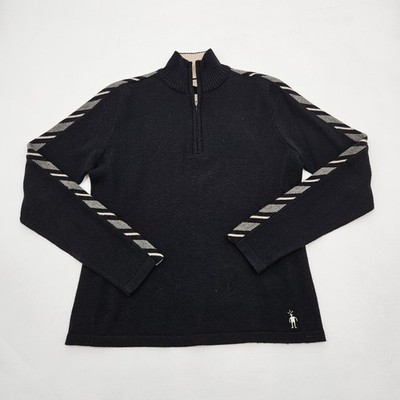 Smartwool Women's 1/4 Zip Merino Wool Sweater Size Large Black Pullover base