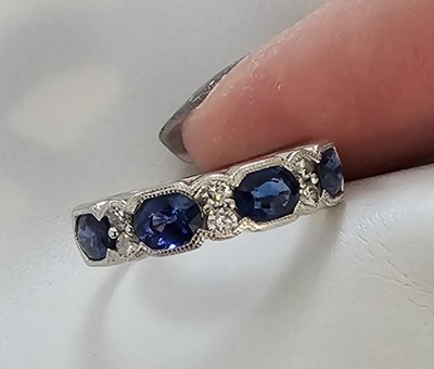 Allison Kaufman Natural Blue Sapphire White Gold Ladies Ring