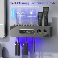 Automatic Toothpaste Dispenser Wall Mounted 3 Cups Grey