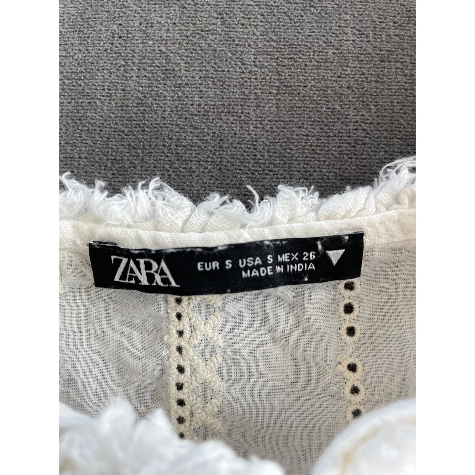 Top Zara Corbata Frontal Ojales Para Mujer S Blanco Romántico Cottagecore Fairycore Boho Foto 4 de 4