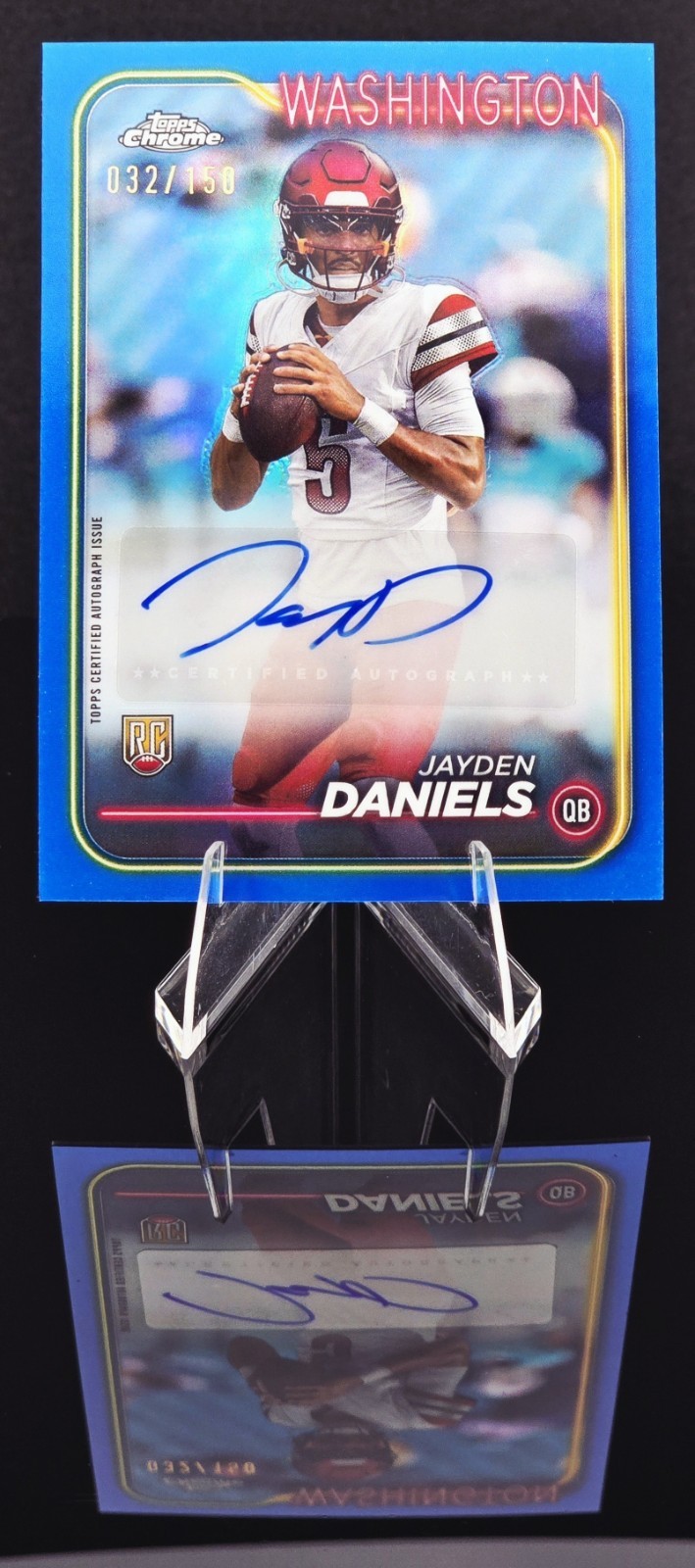 2024 Topps Chrome Jayden Daniels 🔥 Blue Refractor Auto RC 🔥 /150 - Commanders
