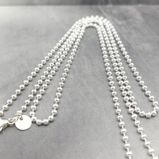 Tiffany  Co. 925 Sterling Silver 2.5mm Ball Bead Beaded 30' Inch Chain Necklace