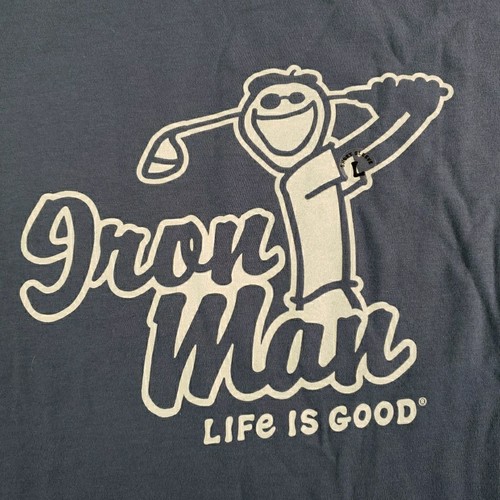 Life Is Good Shirt Herren Large blau Crusher Lite Iron Man Golf Grafik T-Shirt neu mit Etikett - Bild 2 von 8
