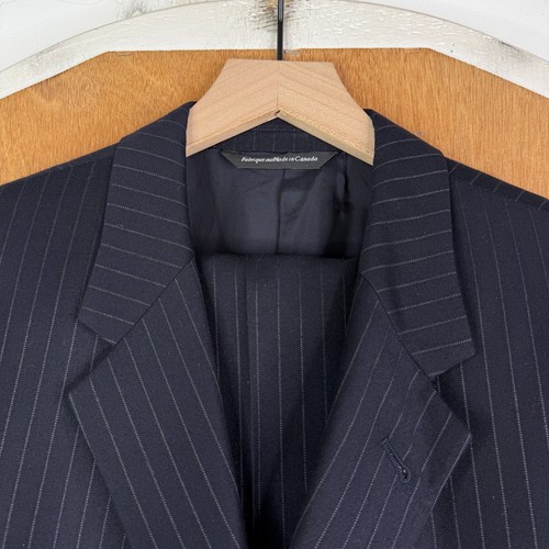 Coppley Suit Mens 42L Navy Blue Pinstripe 3 Button Ermenegildo Zegna Cloth 36x30