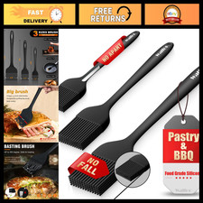 High Heat Resistant Silicone Basting Brush Set - 3 Sizes for BBQ, Baking, Cookin