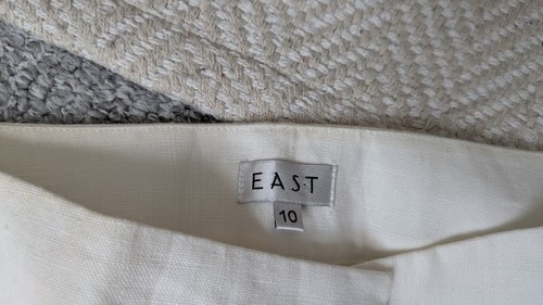 EAST White Linen Dress Pants for Women Size 10 Regular with Wide Leg - Picture 3 of 6