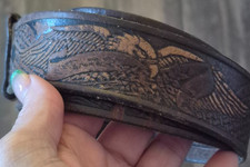Belt Genuine Leather Top Grain Mexico Western Tooled Eagle Pattern Vintage