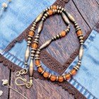 19" NAVAJO Pearl Desert Carnelian Southwest Native Melon Beads Western Necklace — photo 3