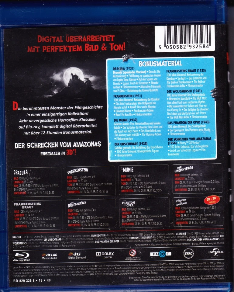 Universal Monsters Collection / 8 Originial-Horrorklassiker Gebraucht sehr gut - Bild 2 von 2