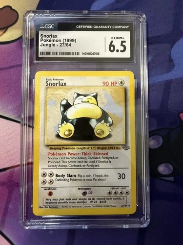 1999 Pokémon TCG Jungle Snorlax 27/64 WOTC Unlimited CGC 6.5 EX/NM+