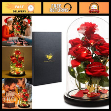 LED Glass Rose Dome Gift for Women - Mother's Day, Valentine's, Birthday, Foreve