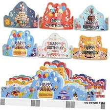 ARTLYMERS Birthday Crowns for Kids, 30 Pack Assorted Designs Paper Crowns,