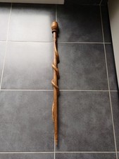 Belle Canne De Poilu WW1  Bois Sculpté à Décor de Serpent Enroulé Art Populaire 