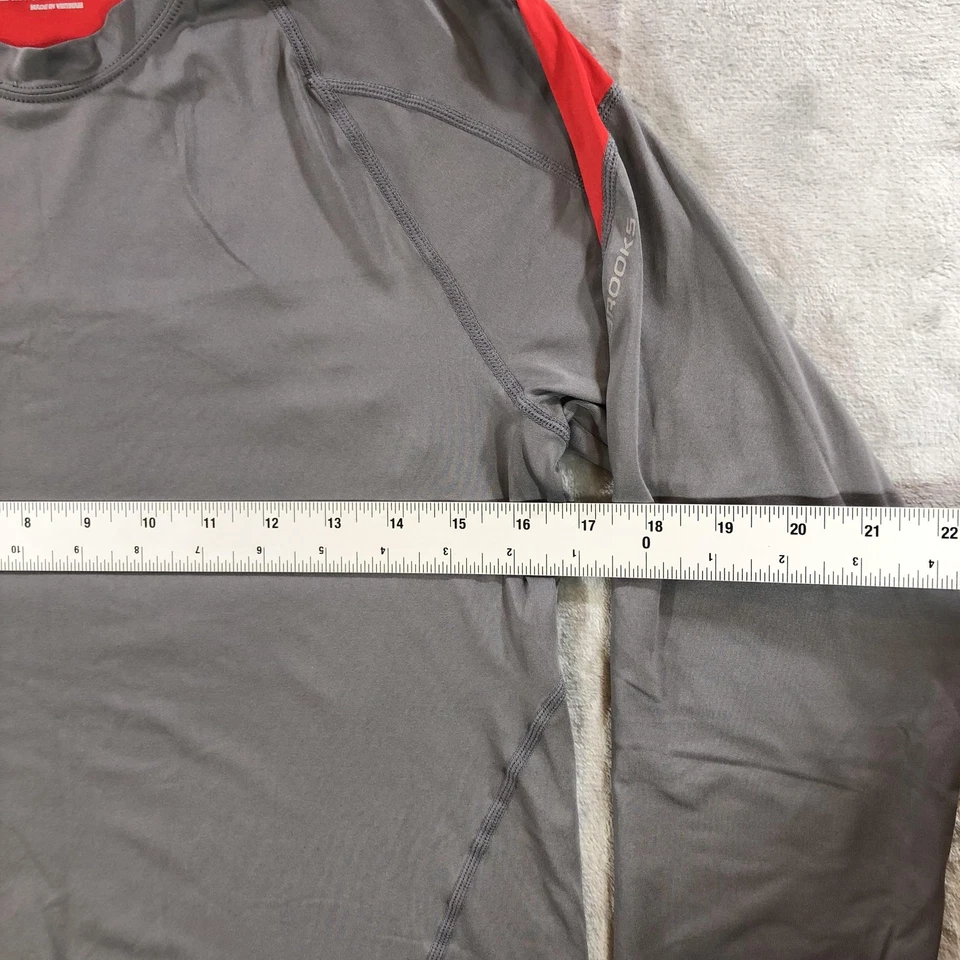 Brooks Shirt Mens Small Gray Red Long Sleeve Equilibrium Running Athletic 210111 - Image 3 of 4