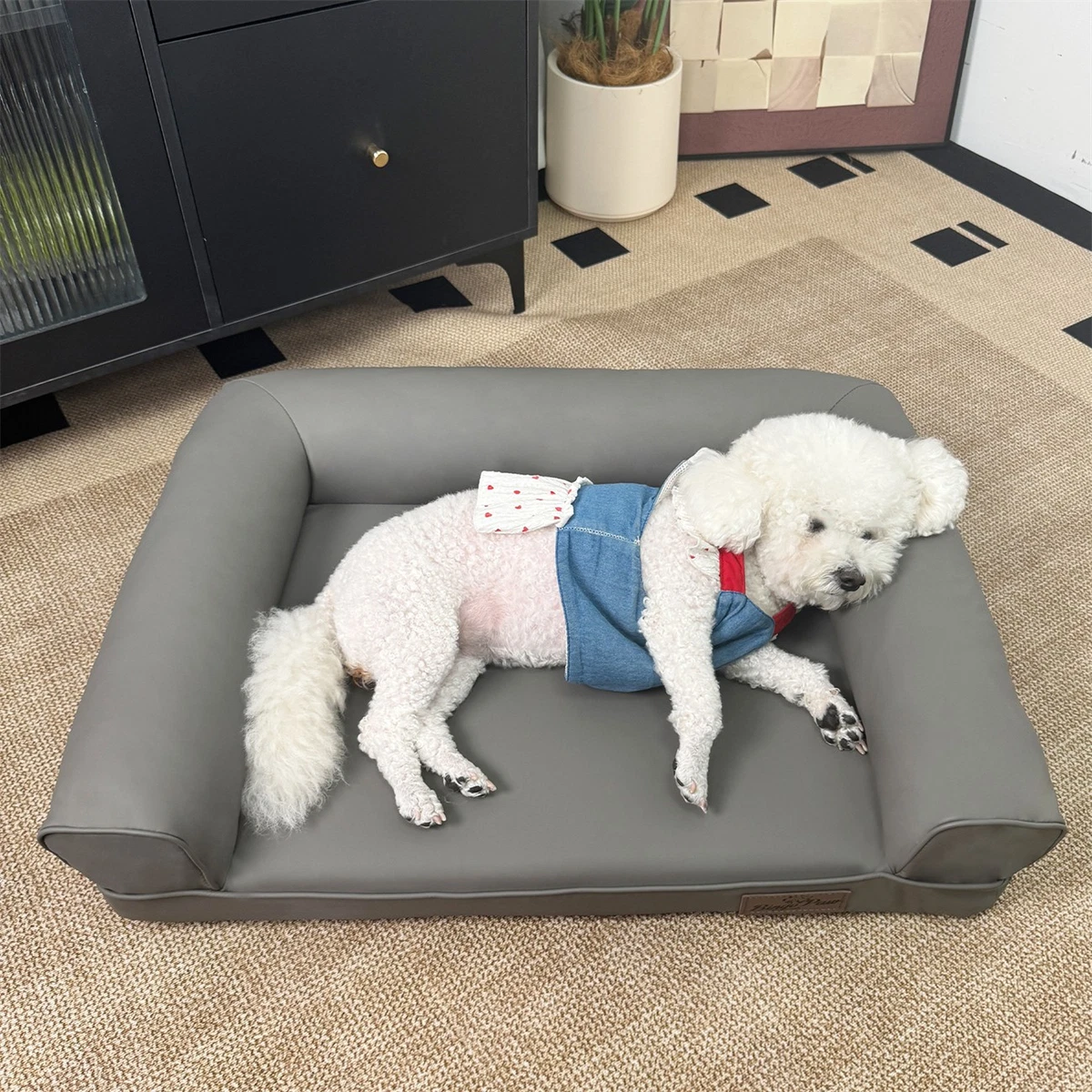 hundebett für französische bulldogge Ergonomisches Hundebett für kleine Hunde luchs beige