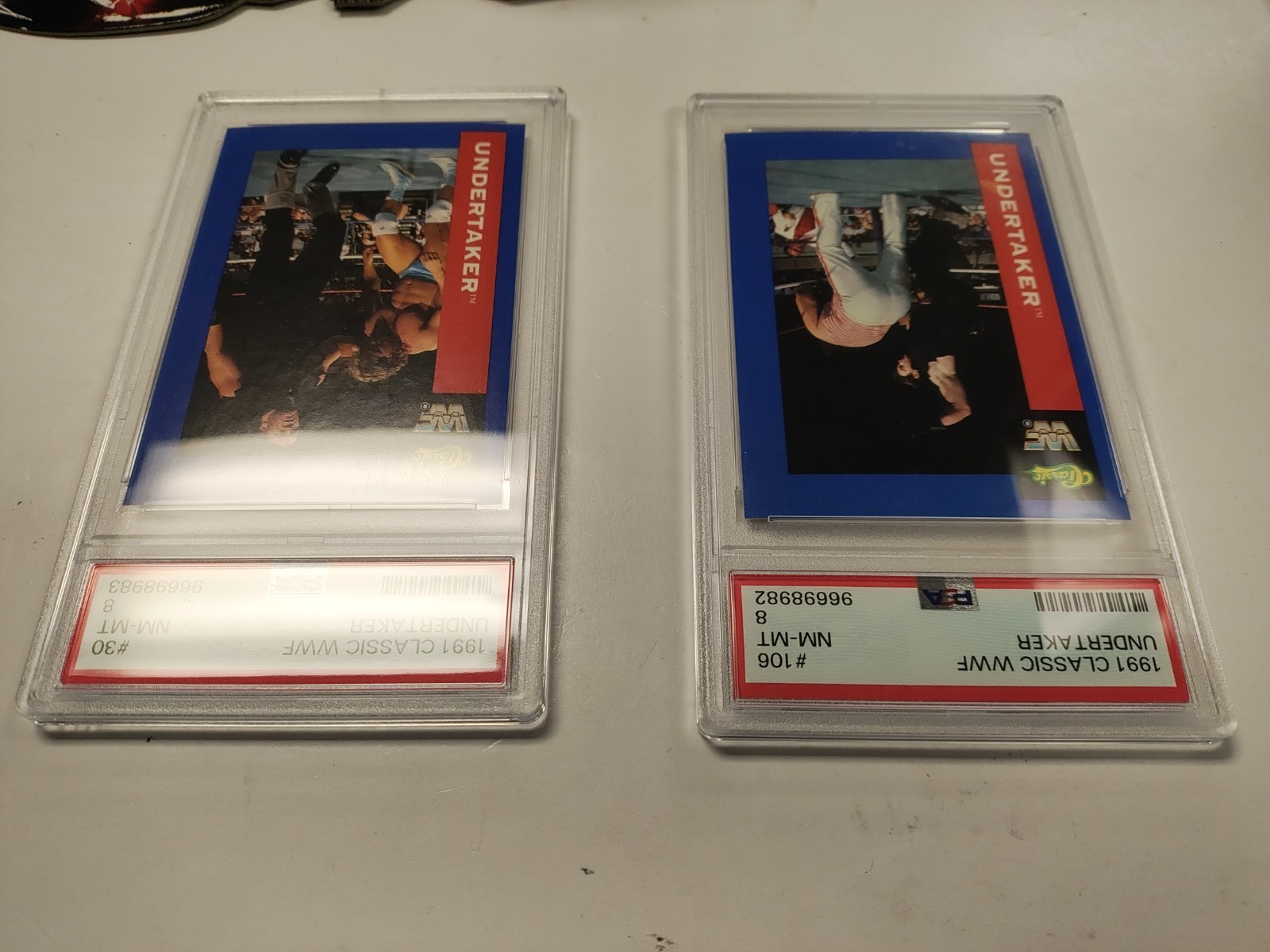 1991 CLASSIC UNDERTAKER ROOKIES PSA 8 (LOT OF 2) WWF CLASSIC GRADED CARDS    view 12