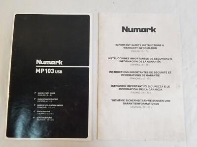 NUMARK MP 103 USB Professional USB/CD Player INSTRUCTION MANUALS 