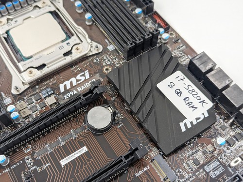 MSI X99A Raider Core i7-5820K CPU 8GB RAM Motherboard + I/O Shield LIGHT DAMAGE - Picture 2 of 7