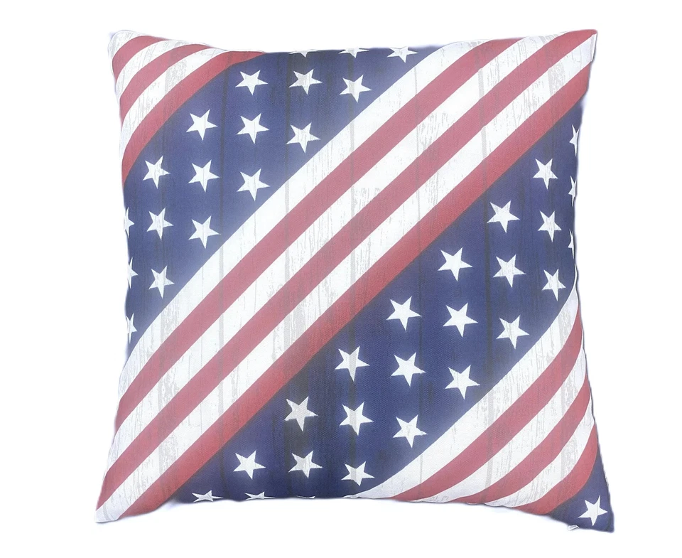 Funda de almohada bandera americana estrellas y rayas patrióticas, rojo blanco azul Foto 2 de 4