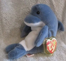 Ty Beanie Baby Echo the Dolphin DOB December 21, 1996 MWMT Free  Shipping