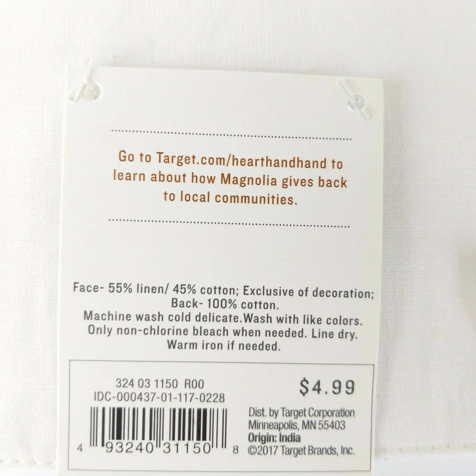 White & Coral Linen/Cotton Farmhouse Dining Placemat - Hearth and Hand Magnolia - Image 4 of 4