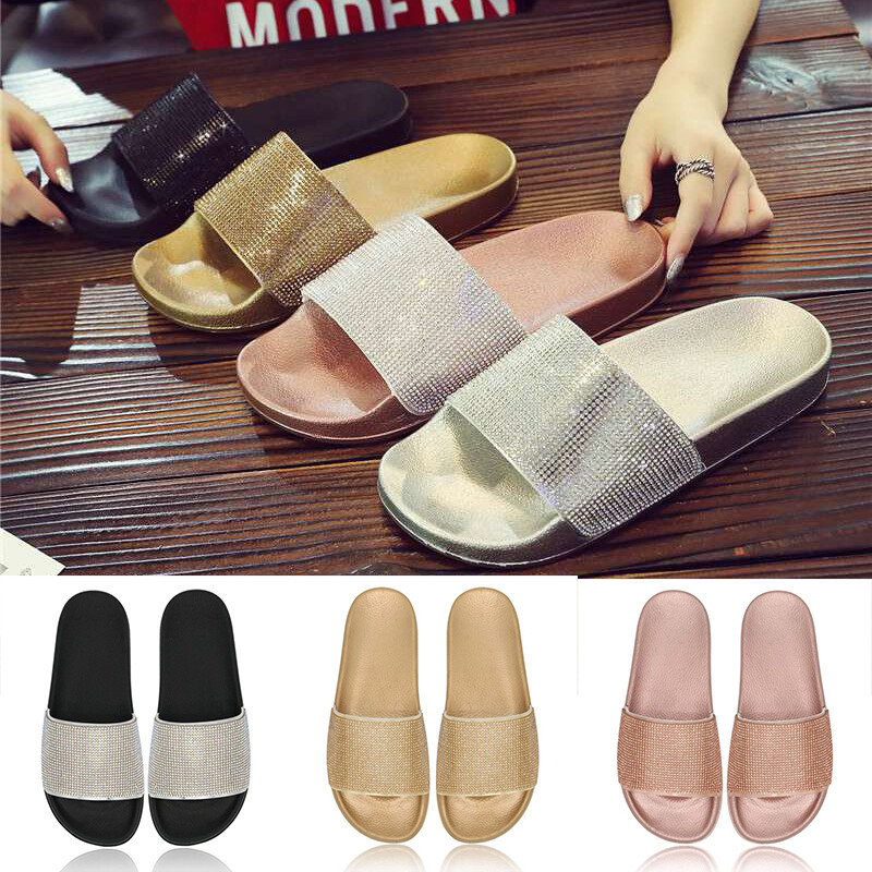 PANTOFOLA D’ORO SLIDERS SCARPE SLIDERS SLIP ON DIAMANTI TAGLIA SCARPE DA DONNA SLIPLY MULES SANDALI GLITTER