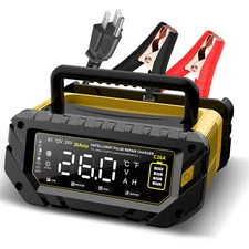 26Amp Car Battery Charger, Lifepo4 Lithium Lead-Acid Battery Maintainer, 12V 24V