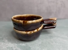 Two Vintage McCoy Pottery Handled Soup Crock Bowls Drip glaze