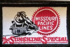 Vtg MISSOURI PACIFIC LINES SUNSHINE SPECIAL Embroidered Patch (Railroad Train)