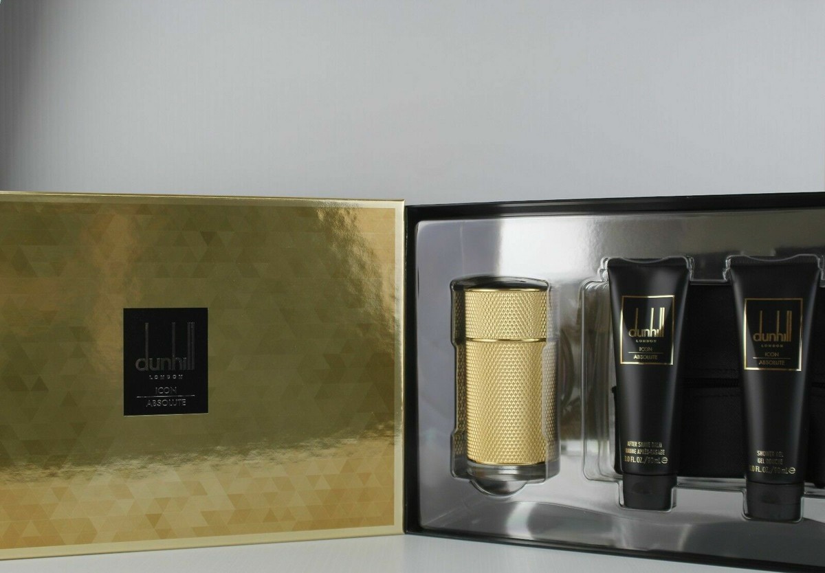 Dunhill Icon Absolute 4pc Set Men Parfum Spray 3.4 oz After Shave