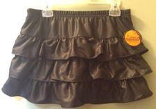 NEW BLACK SKIRT with embossed diamond design and 3 tier ruffles Girls L 10